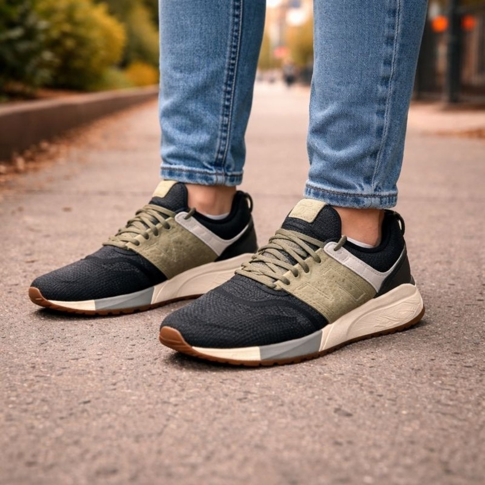 New Balance 247 Men's Athleisure Sneakers Khaki Black Gum Sole‎ Size 10.5